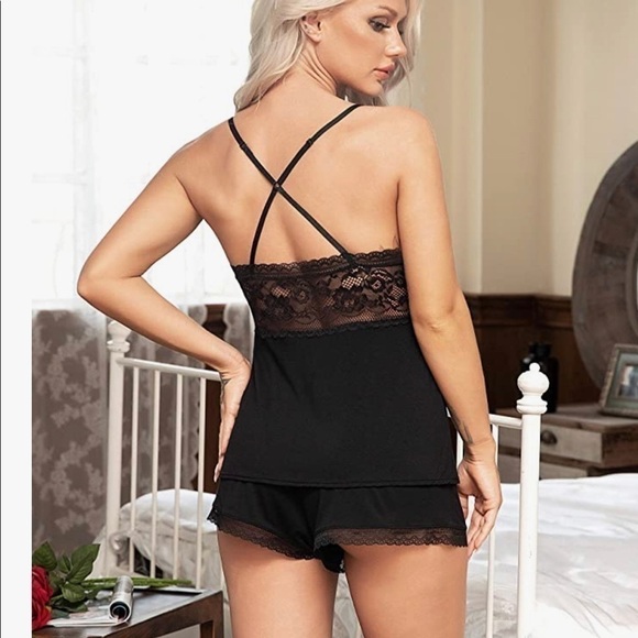 𝅺black two piece pajama set style one - Picture 4 of 7